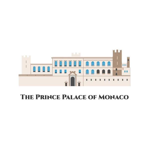 Prince Palace Monaku Městská Architektura Plochý Kreslený Styl Historický Pohled — Stockový vektor
