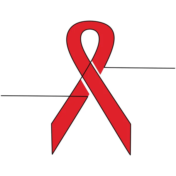 Kontinu Satu Baris Pita Lencana Mendukung Dan Mencegah Hiv Aids - Stok Vektor