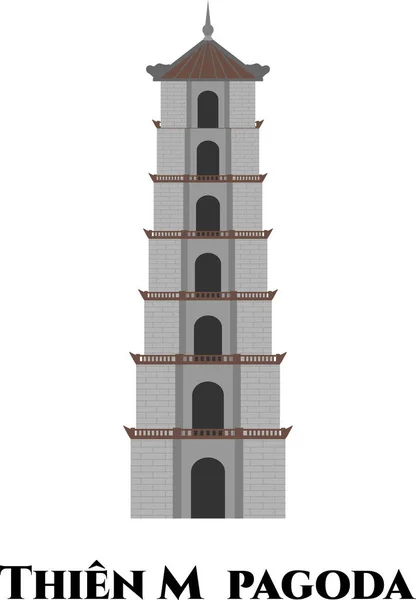 Pagoda Celestial Lady Cha Thin 도시에는 역사적 신전이 명소중 하나입니다 — 스톡 벡터