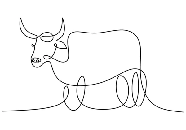 Disegno Continuo Simbolo Toro Del 2021 Anno Del Bue Disegnato — Vettoriale Stock