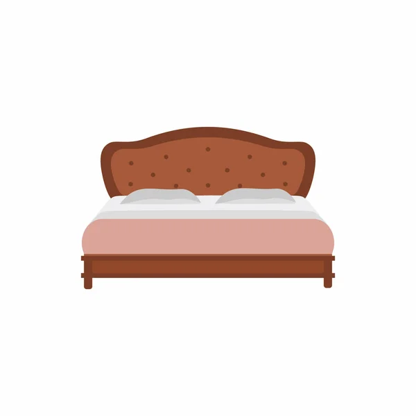 Кровать Подушками Спальне Подушка Удобное Одеяло Матрас Основания Дома Гостиничного — стоковый вектор