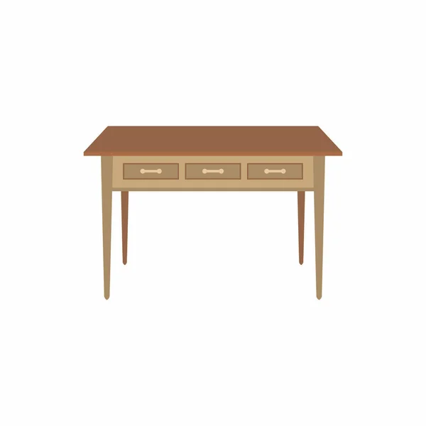 Mesa Madera Estilo Plano Dibujos Animados Colecciones Moda Decoración Para — Vector de stock