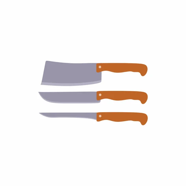 Ножі Ізольовані Синьому Фоні Набір Приготування Ножів Гострий Кухонний Ніж — стоковий вектор