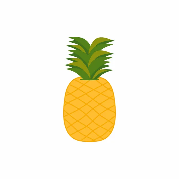 Piña Con Hoja Verde Estilo Dibujos Animados Elementos Gráficos Diseño — Vector de stock