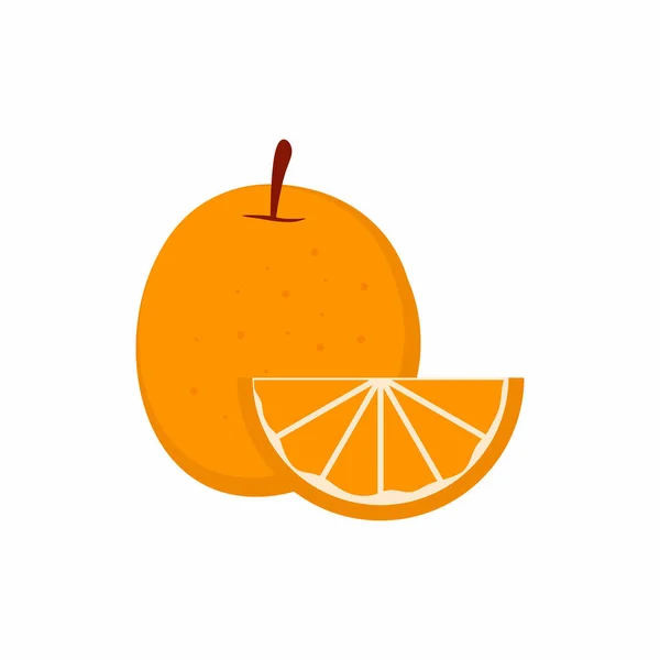 Апельсиновый Фрукт Скользким Плоским Дизайном Апельсиновый Сок Летние Фрукты Изолированное — стоковый вектор