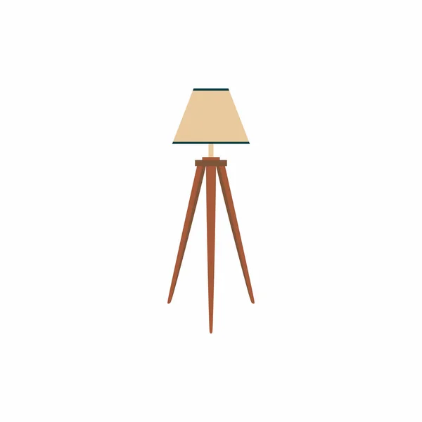 Vloerlamp Met Houten Elementen Geïsoleerd Witte Achtergrond Vintage Meubelcollectie Voor — Stockvector