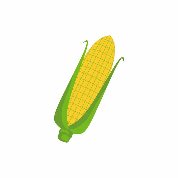 Kukuřičný Klacek Zelené Slupce Sladká Zlatá Kukuřice Izolované Bílém Pozadí — Stockový vektor