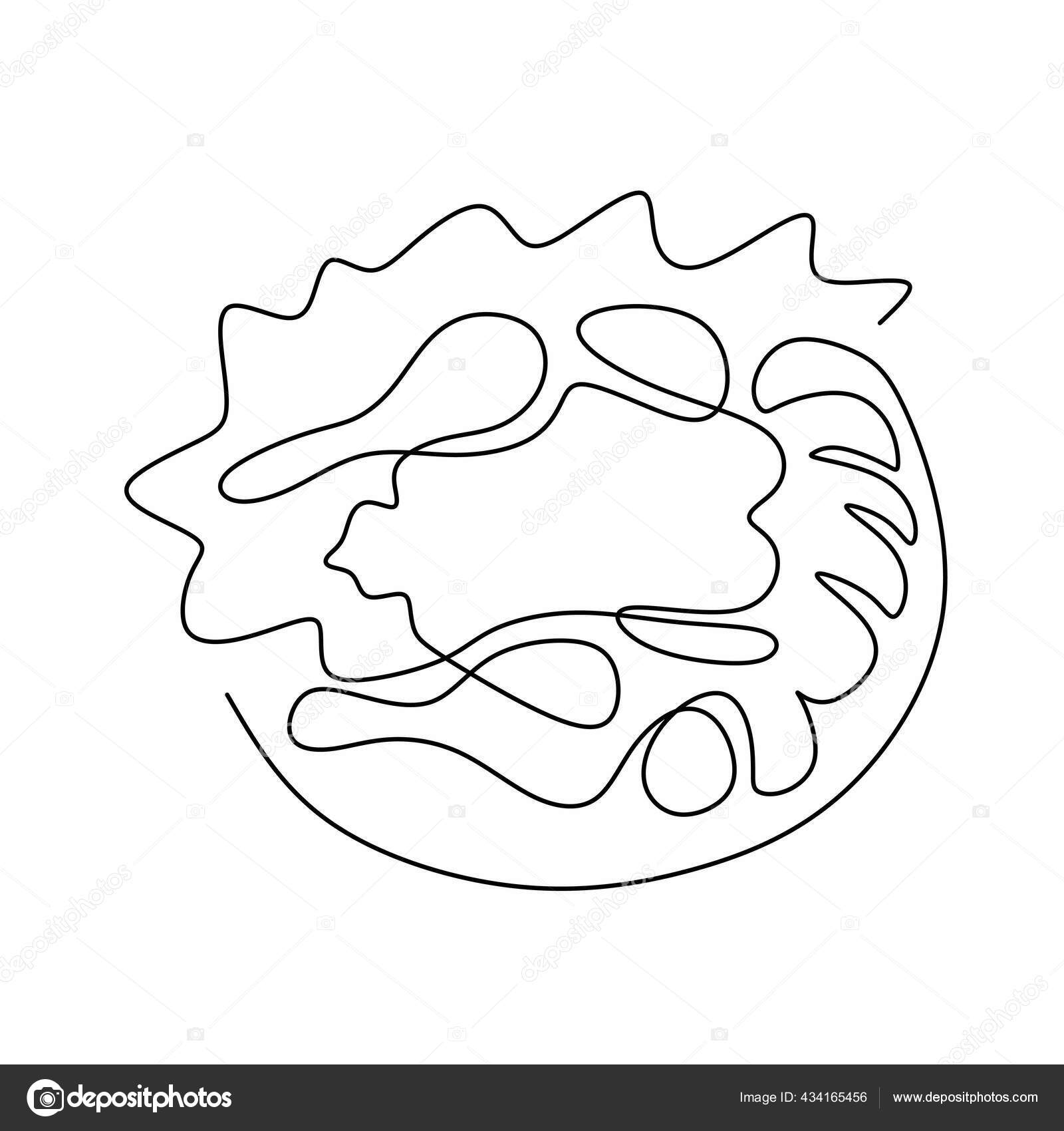 鉄板の上でフライドチキンの一本の連続線画 ホットおいしい揚げやテーブルの上にローストチキン白の背景に隔離された食事をする準備ができて ミニマリズムデザイン ベクターイラスト ストックベクター C Ngupakarti 434165456