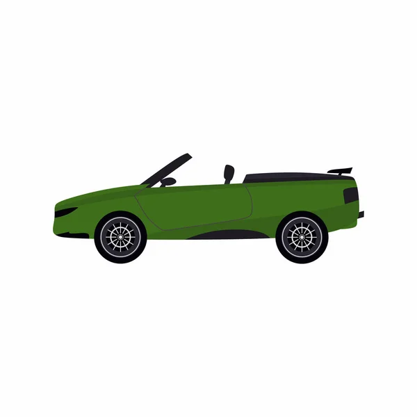 Green Modern Cartoon Colored Cabriolet Car Sport Car Roof Isolated — Stock Vector