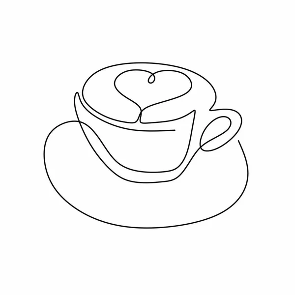 Dibujo Continuo Una Línea Arte Café Caliente Una Taza Café — Vector de stock