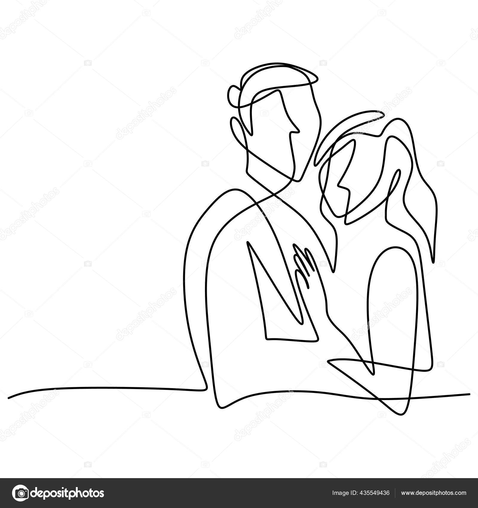 Couple Love Romantic Vector Hd Images, Continuous Line Drawing Of