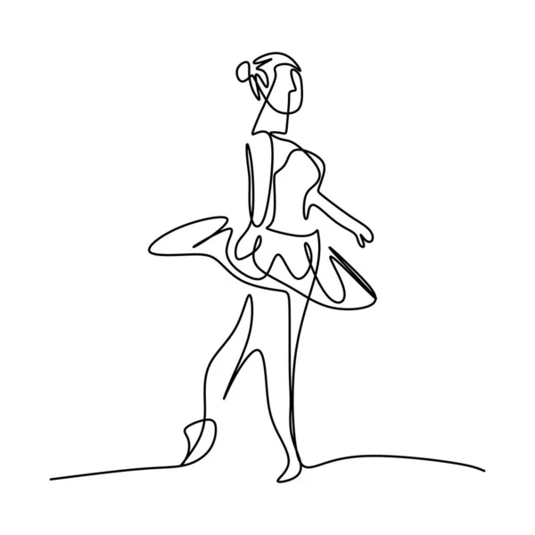 Una Sola Riga Che Disegna Bella Ballerina Donna Piuttosto Ballerino — Vettoriale Stock