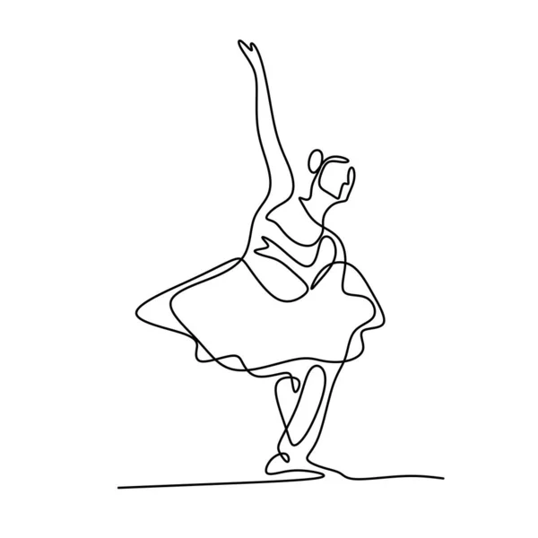 Una Sola Línea Dibujo Hermosa Bailarina Mujer Bastante Bailarina Ballet — Vector de stock