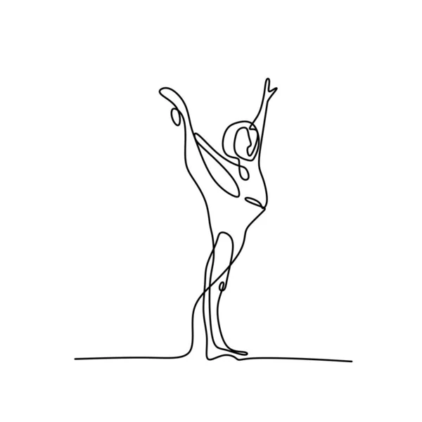 Одна Лінія Малюнок Жінки Танцюриста Краси Молода Витончена Красива Балерина — стоковий вектор