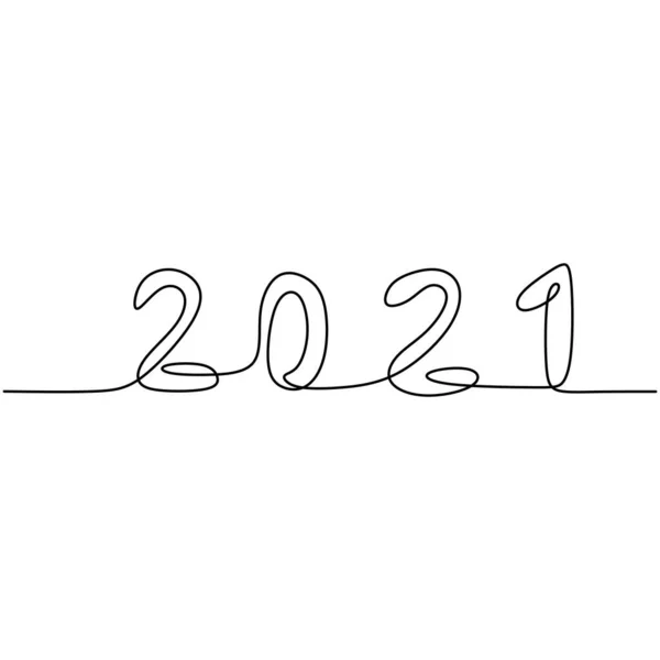 2021 Újévi Design Egy Folytonos Vonalrajz Stílusban Bölénybika Éve Üdvözöljük — Stock Vector