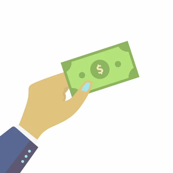 Ανθρώπινα Χέρια Κρατώντας Χρήματα Σχεδιασμό Χαρτιού Επίπεδο Στυλ Επιχειρηματίας Πληρώνει — Διανυσματικό Αρχείο