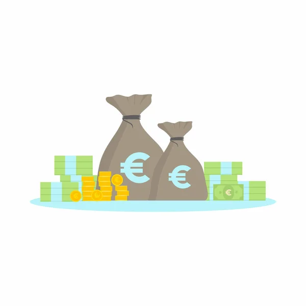 Lapos Dolláros Ikonok Rajzfilm Dollár Bankjegyek Elszigetelt Fehér Háttérrel Pénz — Stock Vector