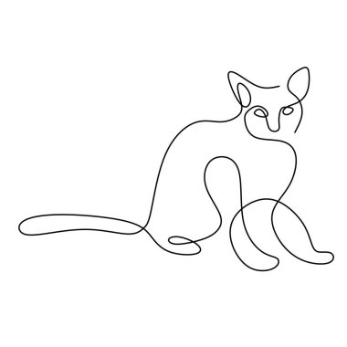 Soyut elle çizilmiş minimalist kediler. Beyaz arka planda izole edilmiş şirin kedi hayvanların bir çizimi. Evcil hayvan konsepti. Vektör çizimi. Doodle hayvanları minimalist çizgi sanatı simgeleri.