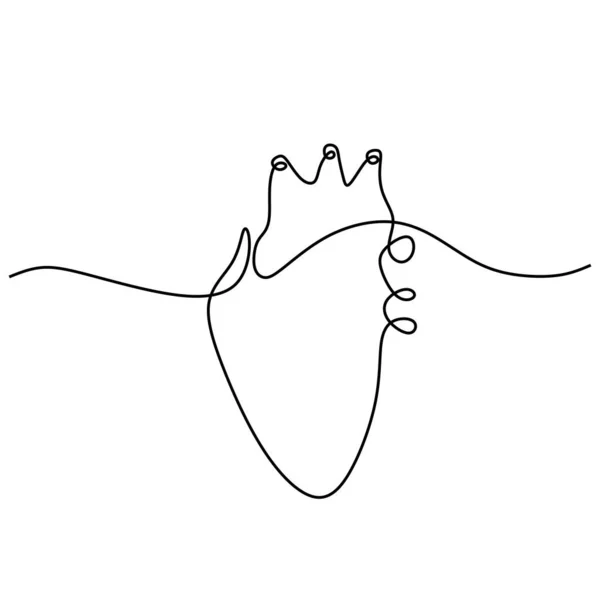 Einzelne Kontinuierliche Linie Kunst Anatomischen Menschlichen Herzens Herz Kontinuierliche Linienzeichnung — Stockvektor