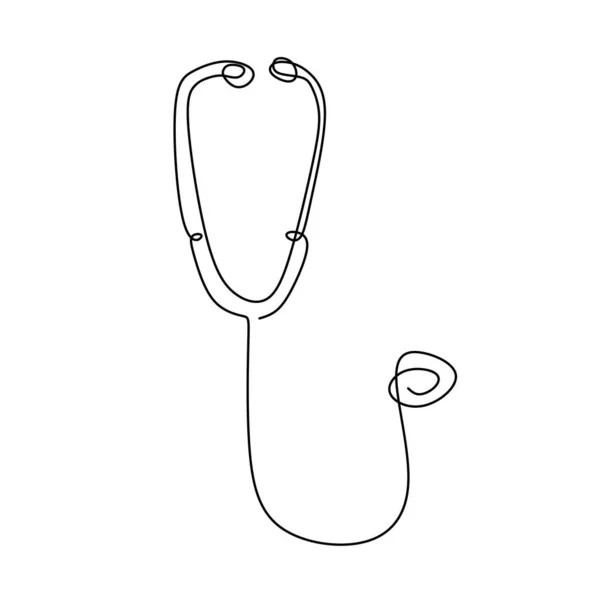 One Line Logo Design Stethoscope Health Care World Day Medical — Stock Vector