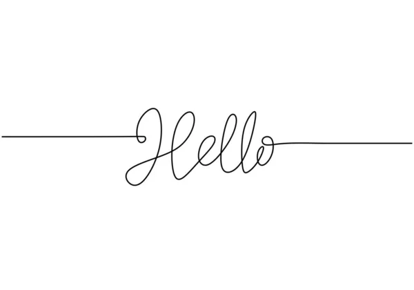 Hello Inscripción Manuscrita Letras Dibujadas Mano Caligrafía Dibujo Una Línea — Vector de stock