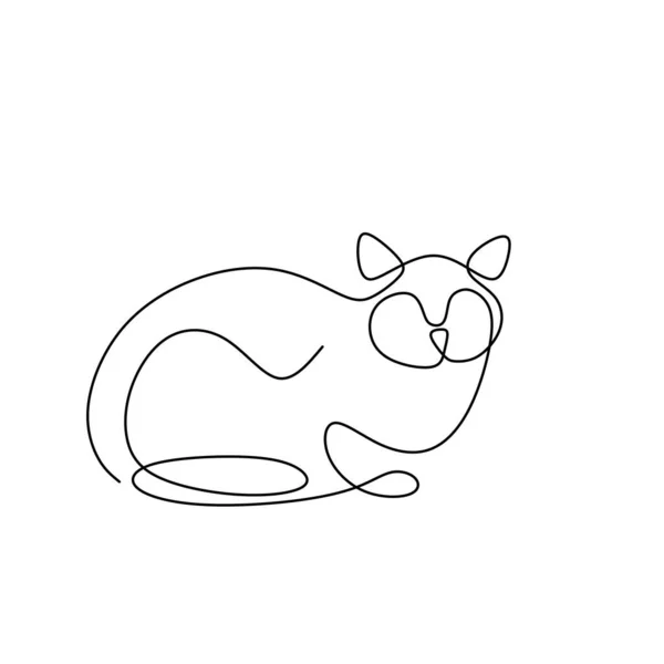 Desenho Contínuo Uma Linha Silhuetas Gatos Bonitos Felizes Gatos Sentados — Vetor de Stock