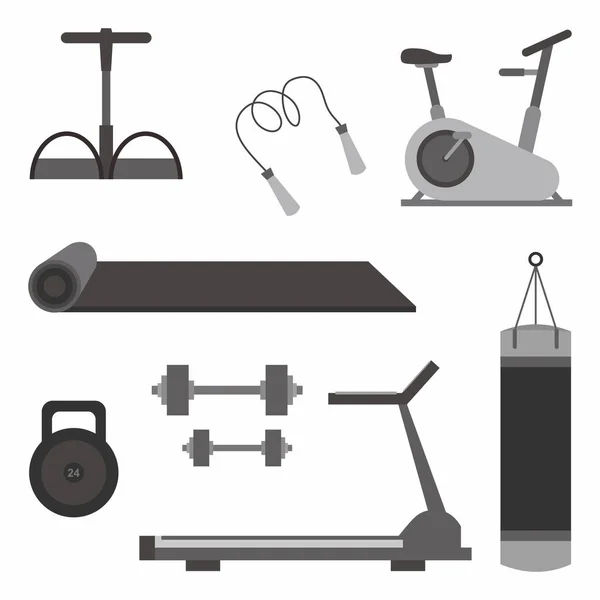 Set Von Verschiedenen Geräten Für Fitnessstudios Aktive Lifestyle Accessoires Fitness — Stockvektor