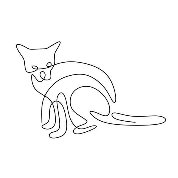 Desenho Contínuo Uma Linha Silhuetas Gatos Bonitos Felizes Gatos Sentados —  Vetores de Stock