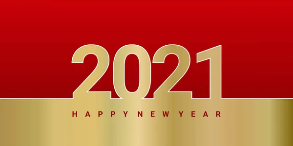 Happy New 2021 Year Golden Color Red Background Elegant Gold — Stock Vector