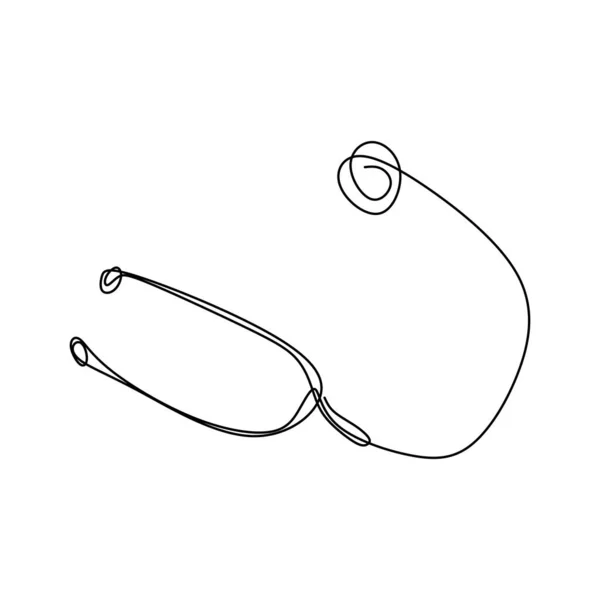 聴診器の1つのラインロゴデザイン ヘルスケアの世界デー 医学研究医師看護機器のシルエットの概念は 白い背景に隔離された ベクター病院用ツールイラスト — ストックベクタ