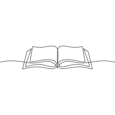 Bir satırlık açık bir kitap afişi. Beyaz arka planda izole edilmiş minimalist minimalizm tasarımı..