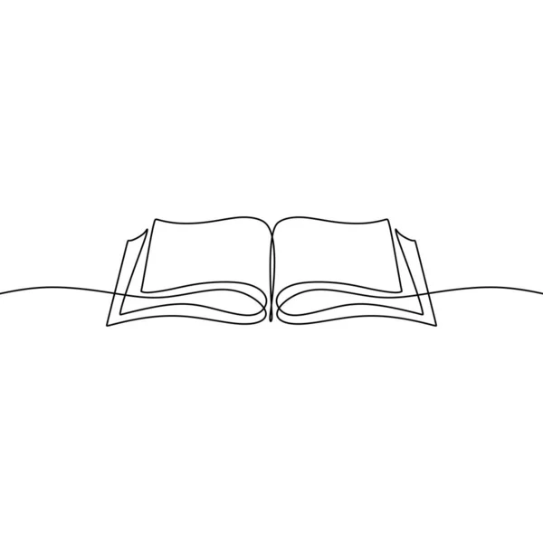 Libro Abierto Banner Dibujo Una Línea Diseño Minimalista Dibujado Mano — Archivo Imágenes Vectoriales