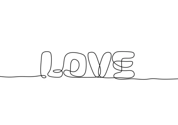 Love Handwritten One Line Outline Black Text White Background Calligraphy — Stock Vector