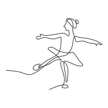 Güzellik dansçısı bir kadının tek bir çizimi. Genç zarif balerin, beyaz arka planda izole edilmiş klasik bale koreografisi becerisi sergiledi. Profesyonel balerin konsepti