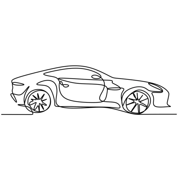 Una Sola Línea Dibujo Coche Deportivo Carreras Rallyes Lujo Deportivo — Vector de stock