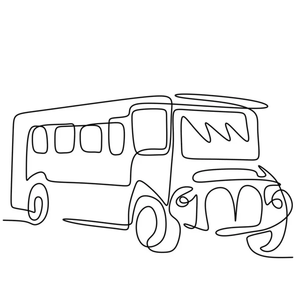 Dessin Ligne Bus Dans Ville Transport Public Urbain Isolé Sur — Image vectorielle