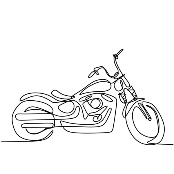 Desenho Contínuo Uma Linha Motocicleta Vintage Clássico Velho Fresca Moto — Vetor de Stock