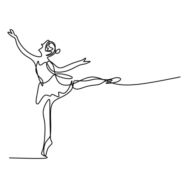 Een Enkele Lijn Die Mooie Vrouwelijke Ballerina Tekent Mooie Balletdanseres — Stockvector