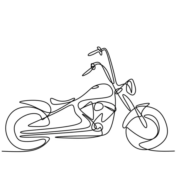 Continuous One Line Drawing Old Classic Vintage Motorcycle Cool Retro — Stock Vector