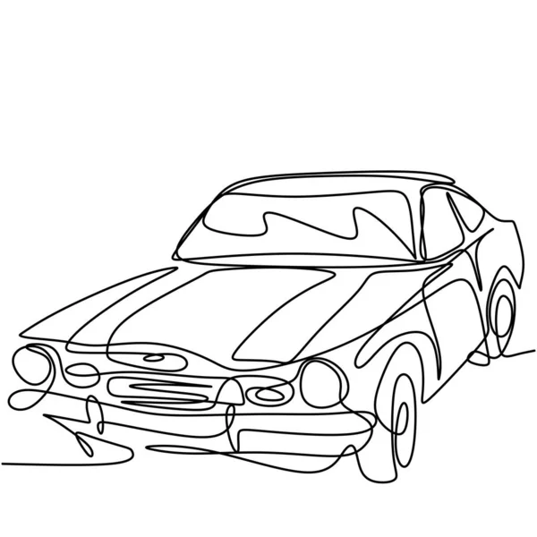 Jeden Ciągły Rysunek Linii Starego Samochodu Retro Vintage Klasyczny Samochód — Wektor stockowy