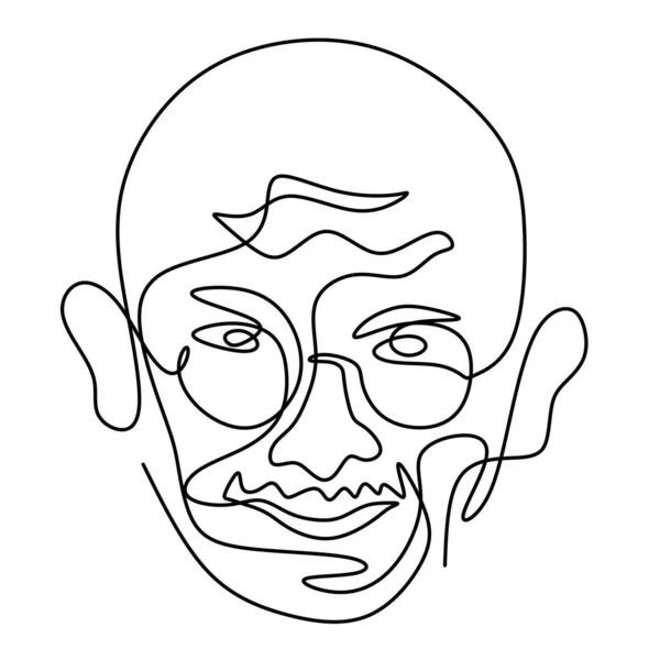 Махатма Ганди Индийская Фигура Непрерывно Рисует Одну Линию Ганди Является — стоковый вектор