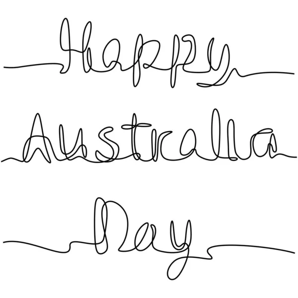 Australie Jour Croquis Vectoriel Ligne Dessin Trait Continu Inscription Manuscrite — Image vectorielle