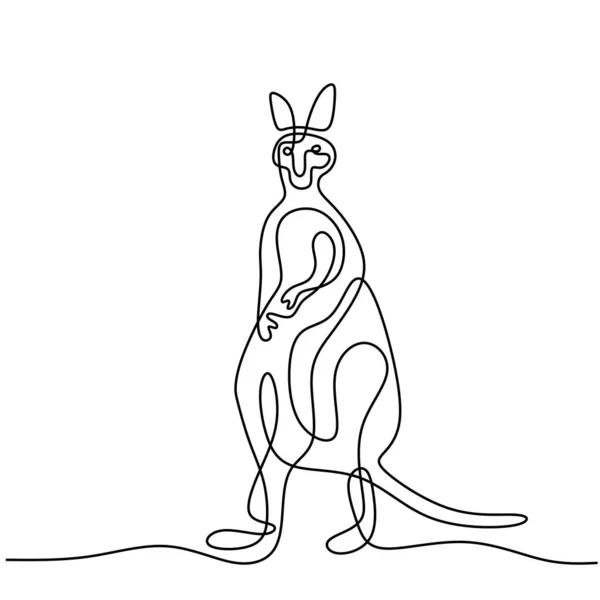 Una Línea Continua Dibujo Canguro Pie Divertido Concepto Mascota Animal — Archivo Imágenes Vectoriales