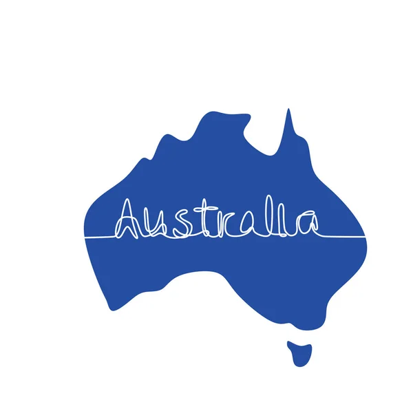澳大利亚的一个连续的线条图解 摘要概述澳大利亚大陆 在白色背景上孤立的地形图 澳大利亚日快乐 手绘简约风格 — 图库矢量图片