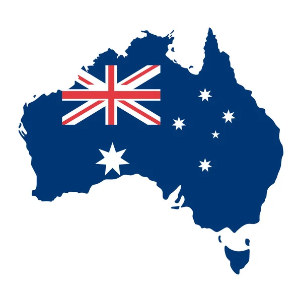 Pegatina Forma Mapa Australia Estilo Plano Feliz Día Australia Con — Vector de stock