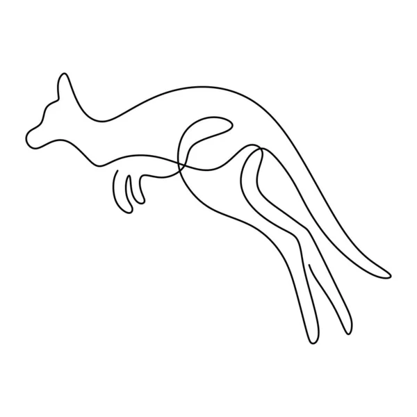 Una Línea Continua Dibujo Canguro Pie Divertido Concepto Mascota Animal — Vector de stock