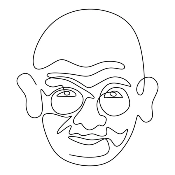 Mahatma Gandhi Indiai Figura Folyamatosan Egy Vonalat Rajzol Gandhi Indiai — Stock Vector