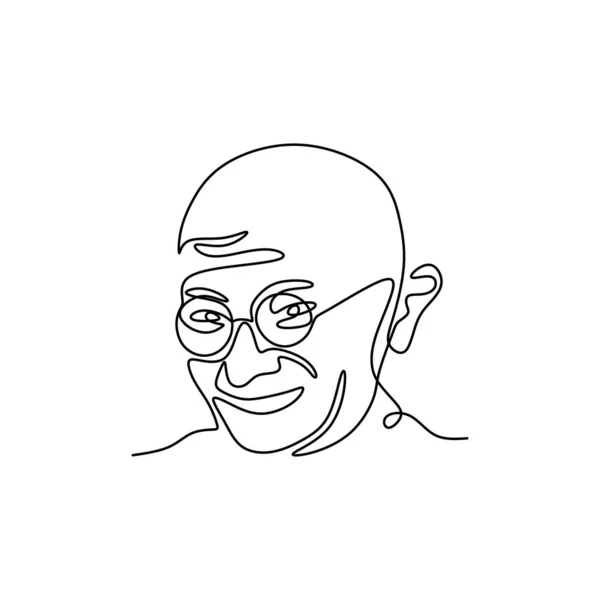 Безперервний Малюнок Махатми Ганді Лідер Руху Незалежність Індії Чоловік Який — стоковий вектор