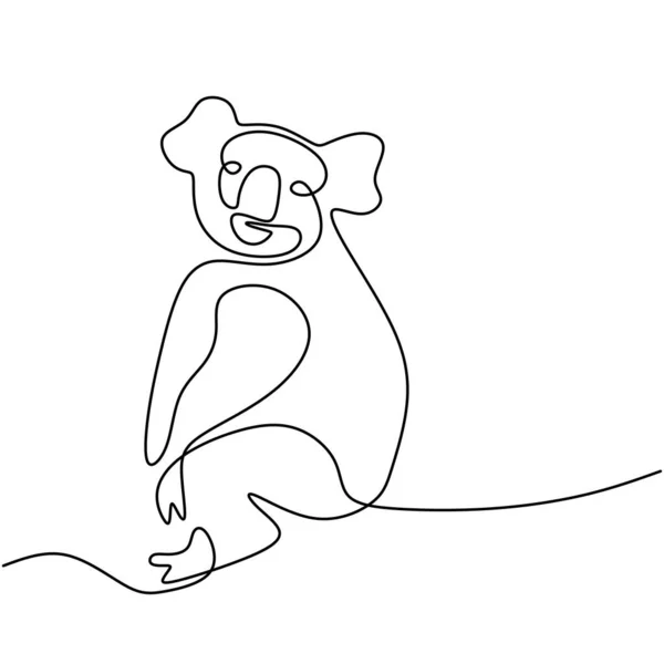 愛らしいコアラの連続線画 保護公園のアイコンのためのオーストラリアのマスコットの概念から少しクマ 白い背景に隔離されたかわいいコアラ ベクターイラスト — ストックベクタ
