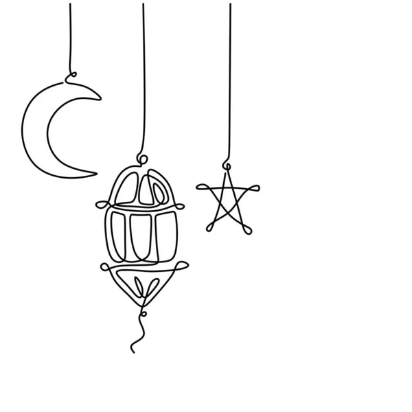 Lantaarn Halve Maan Ster Ramadan Kareem Thema Minimaal Een Continue — Stockvector